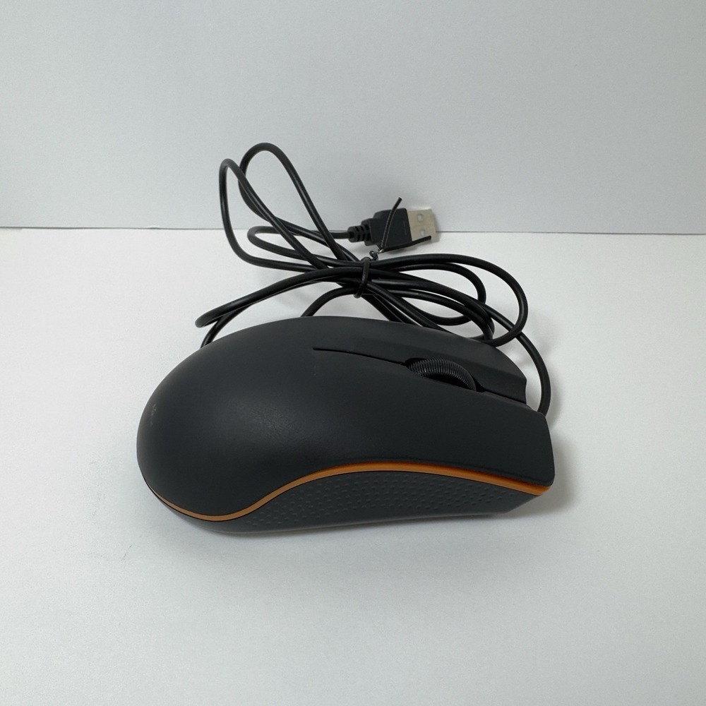 3-D Optical Wired USB Mouse Black & Orange 5V=100mA NEW NO BOX
